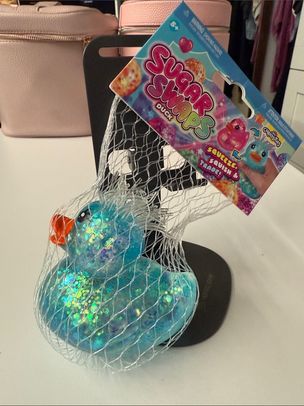 Blue Glitter Duck Squeeze Toy
